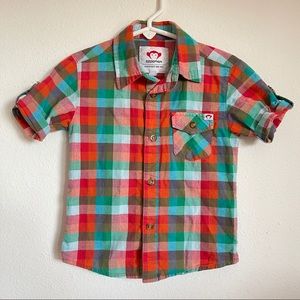 Appaman check plain orange teal sz 3T shirt sleeve button down shirt top